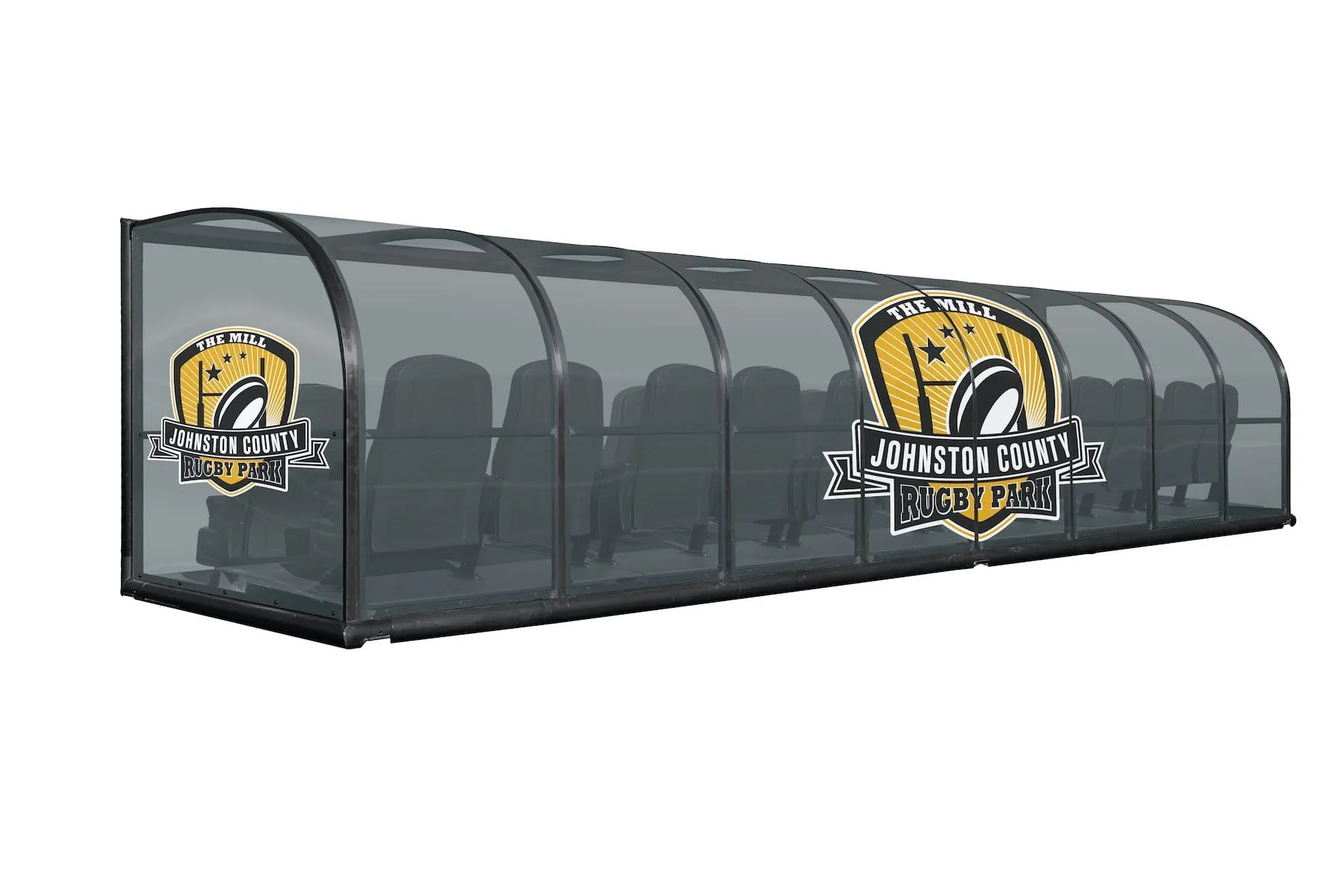 Two-Row Portable Rugby Shelter with Molded Seats