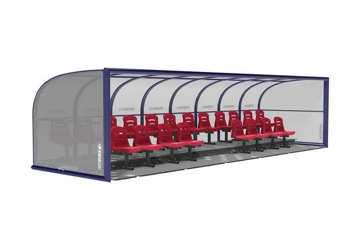 Two-Row Portable Rugby Shelter with Molded Seats