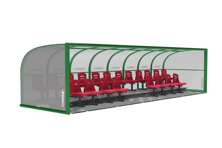 Two-Row Portable Rugby Shelter with Molded Seats