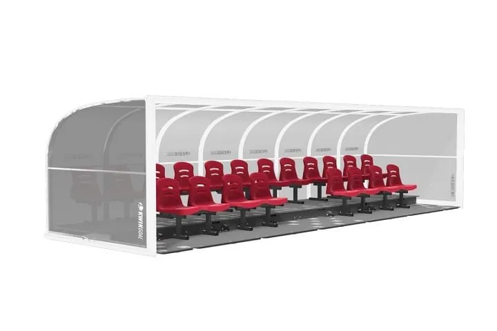 Two-Row Portable Rugby Shelter with Molded Seats