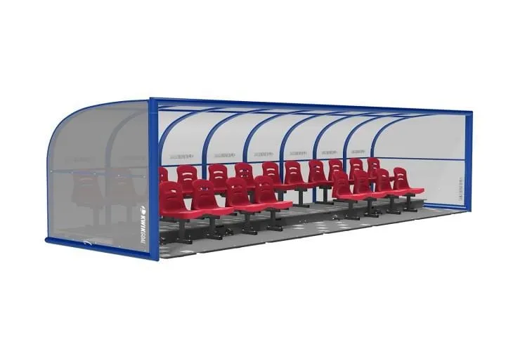 Two-Row Portable Rugby Shelter with Molded Seats