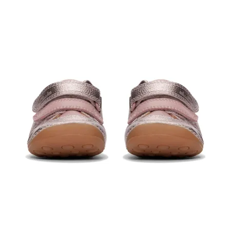 UK 4.5 Pink and Silver Tiny Fawn Velcro Sneaker