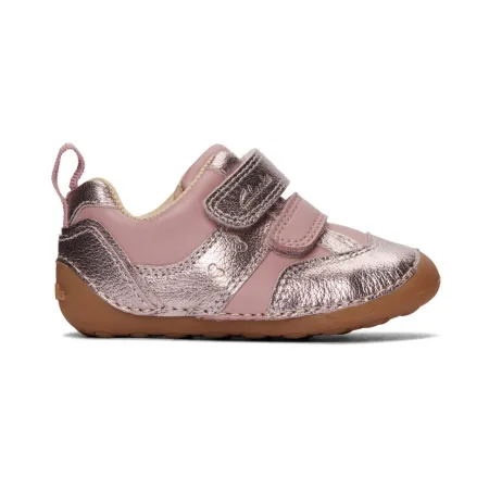 UK 4.5 Pink and Silver Tiny Fawn Velcro Sneaker
