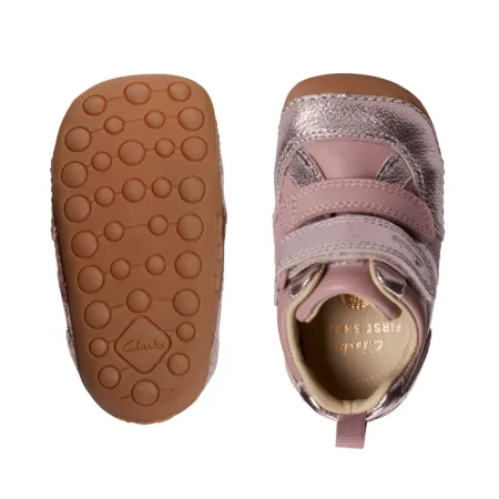 UK 4.5 Pink and Silver Tiny Fawn Velcro Sneaker