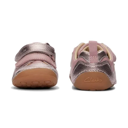 UK 4.5 Pink and Silver Tiny Fawn Velcro Sneaker