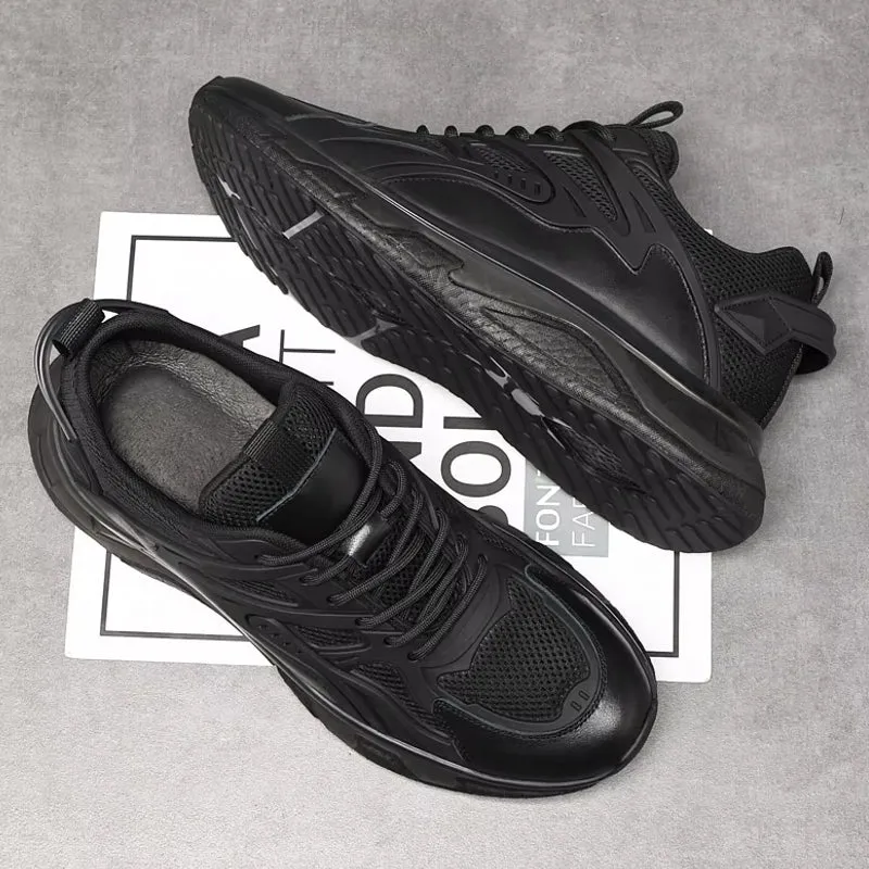 Unisex Cowhide Casual Height Increasing Shoes