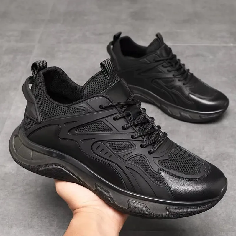 Unisex Cowhide Casual Height Increasing Shoes