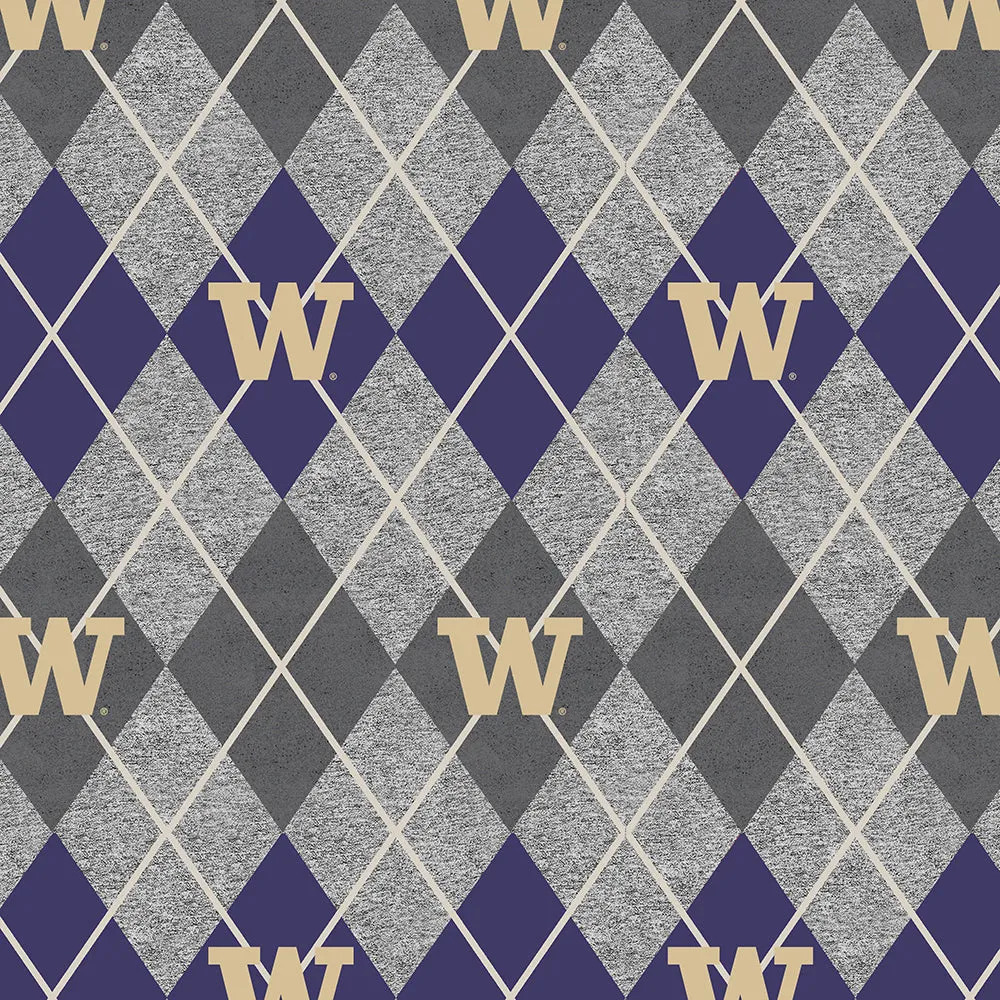 UNIVERSITY OF WASHINGTON-Heather Argyle Fleece-100% Polyester-WA1148