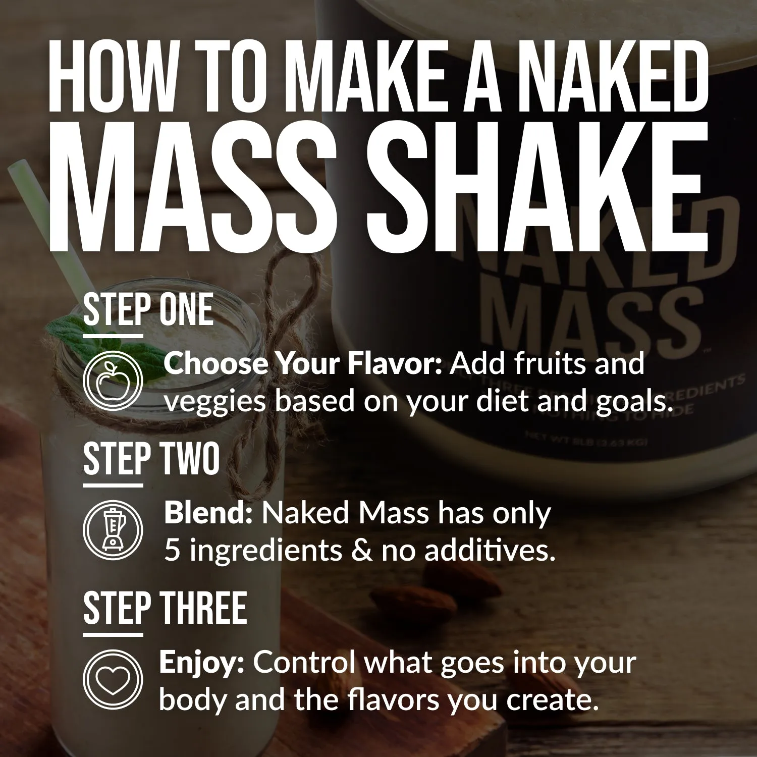 Vanilla Weight Gainer Protein Supplement | Vanilla Naked Mass - 8LB