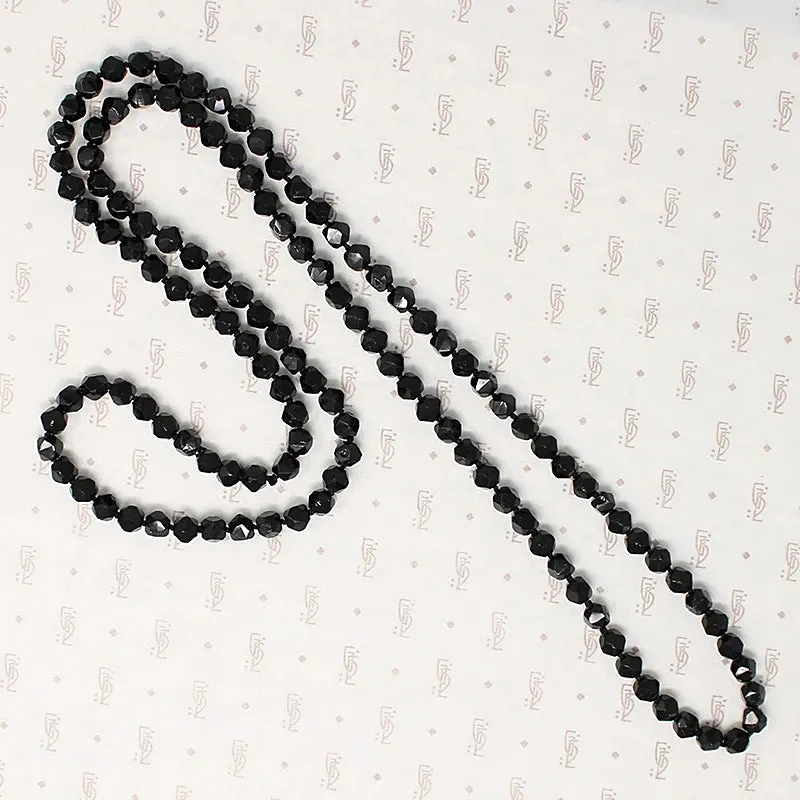 Victorian English Moulded Black Glass Beads