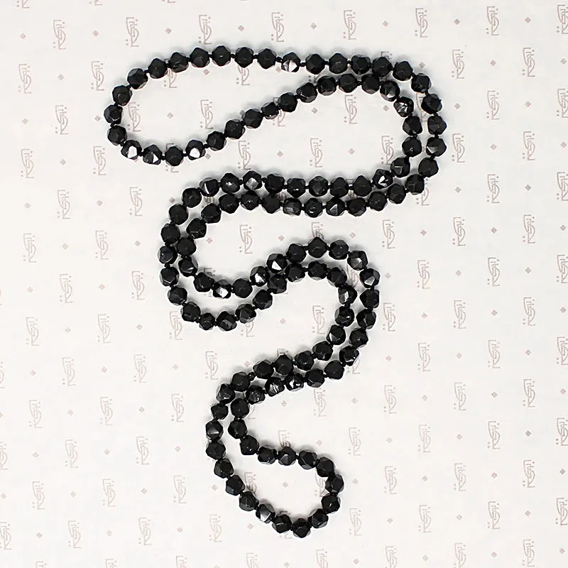 Victorian English Moulded Black Glass Beads