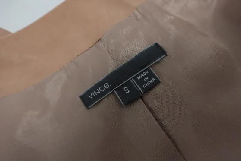 Vince Engineered Perforated Leather Jacket Nude Size Small Zip Front