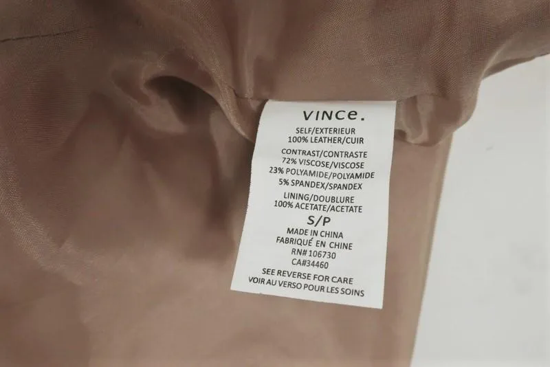 Vince Engineered Perforated Leather Jacket Nude Size Small Zip Front
