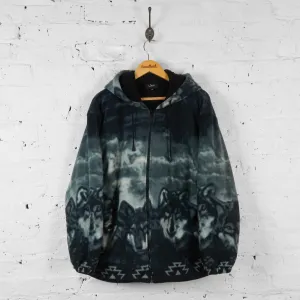 Vintage Hooded Wolf Fleece - Grey - M