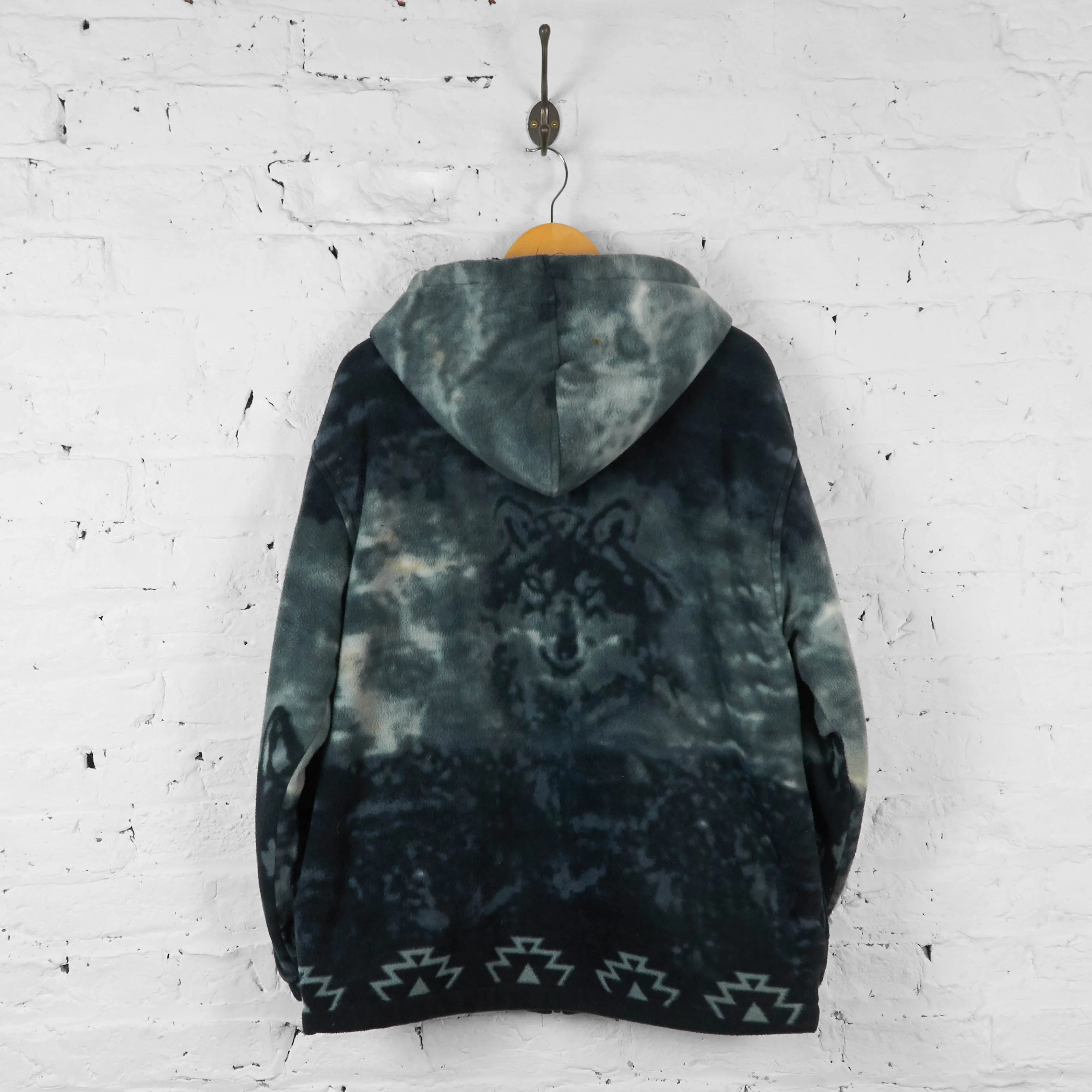 Vintage Hooded Wolf Fleece - Grey - M