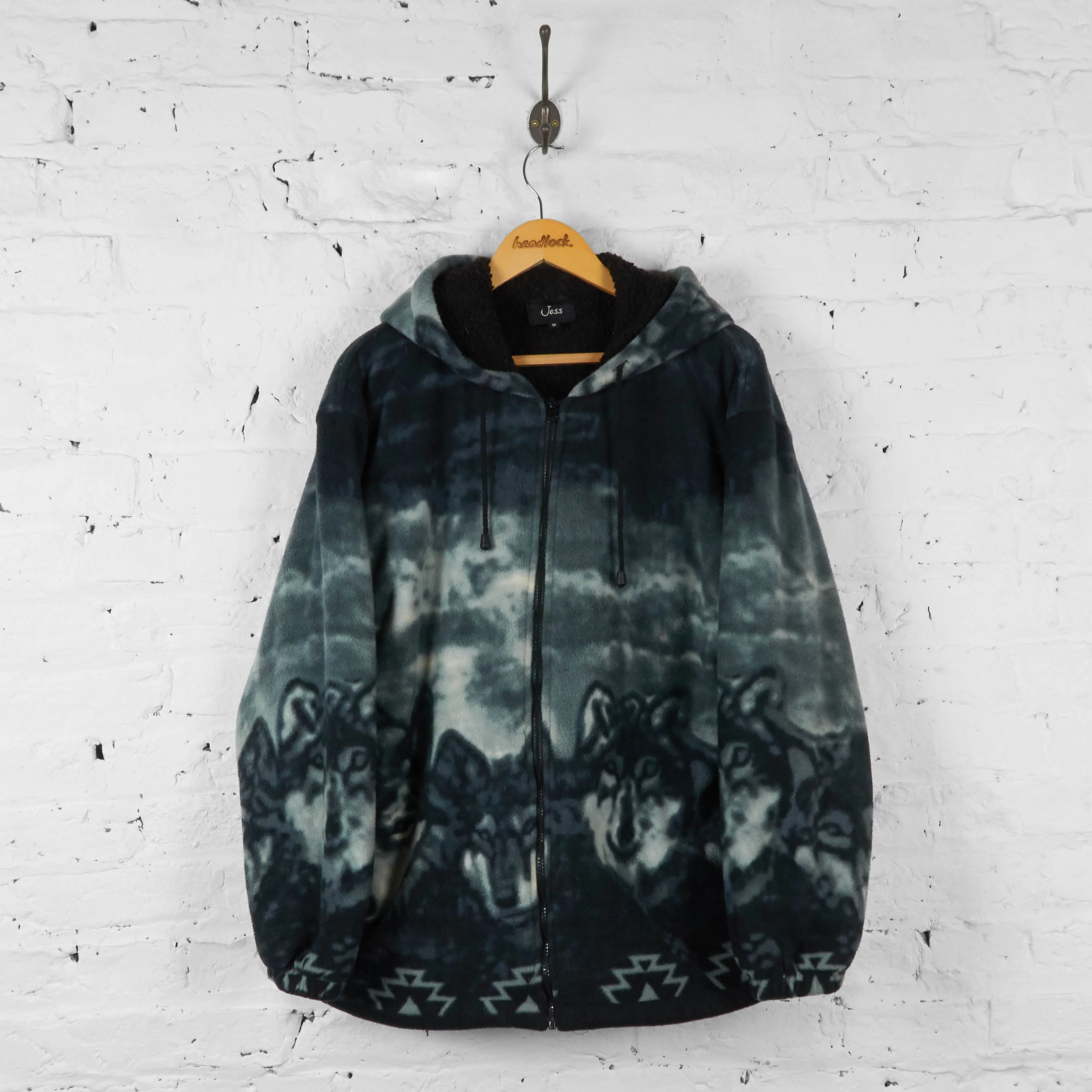Vintage Hooded Wolf Fleece - Grey - M