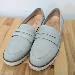 Vionic Pastel Green Suede Lug Sole Loafer Slip On Chunky Flat Leather 6.5 Cheryl