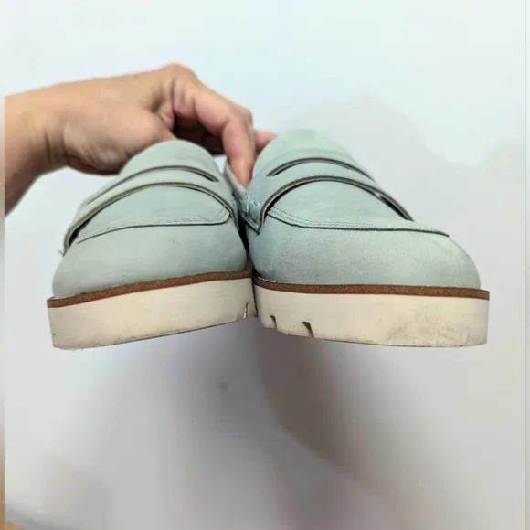 Vionic Pastel Green Suede Lug Sole Loafer Slip On Chunky Flat Leather 6.5 Cheryl