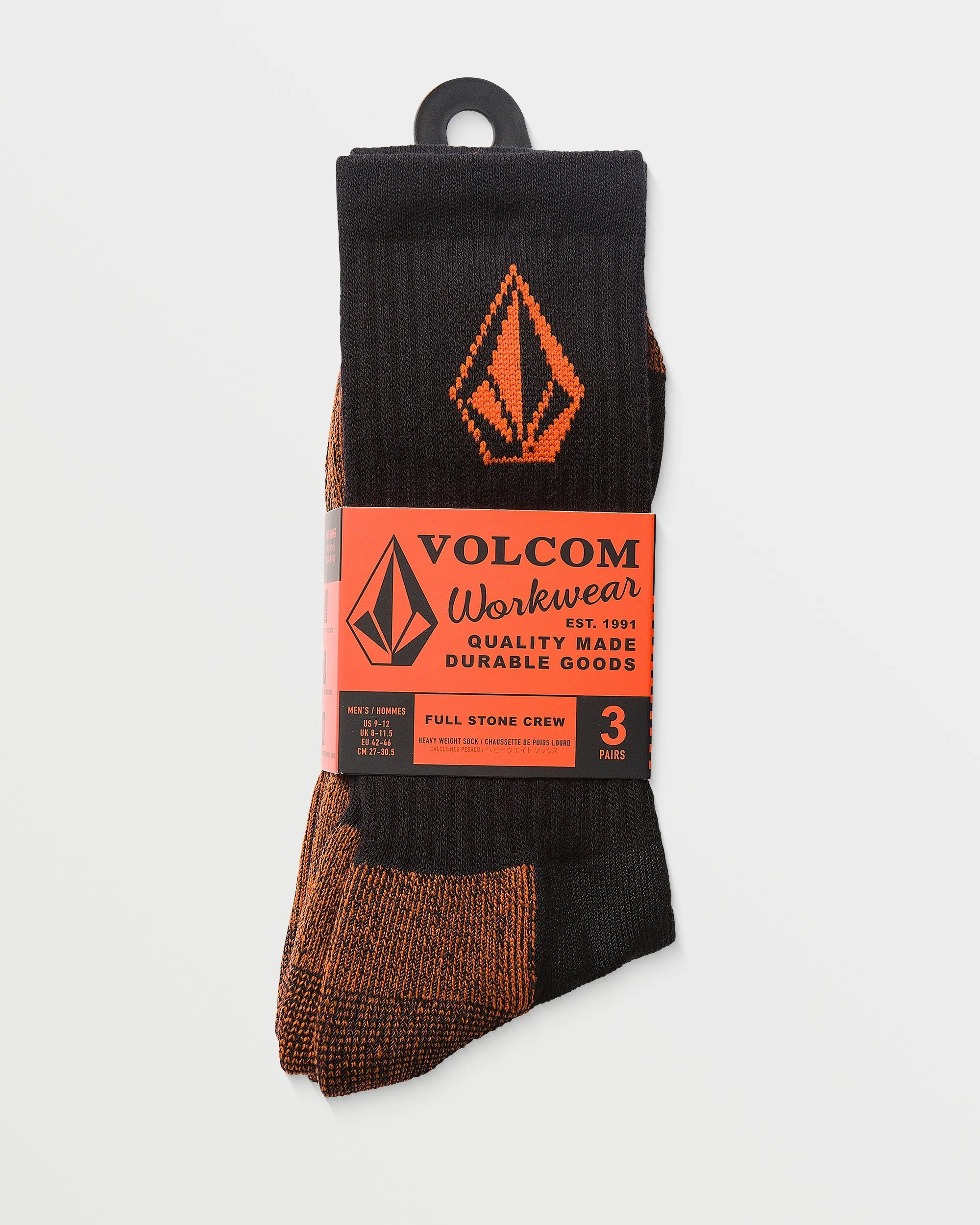 Volcom Workwear Socks (3 Pack) - BLACK
