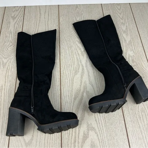 White Mountain Women's Berlin Tall Shaft Buckle Detailed Boots 7M Black $109