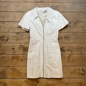 White Perforated Leather Mini Dress