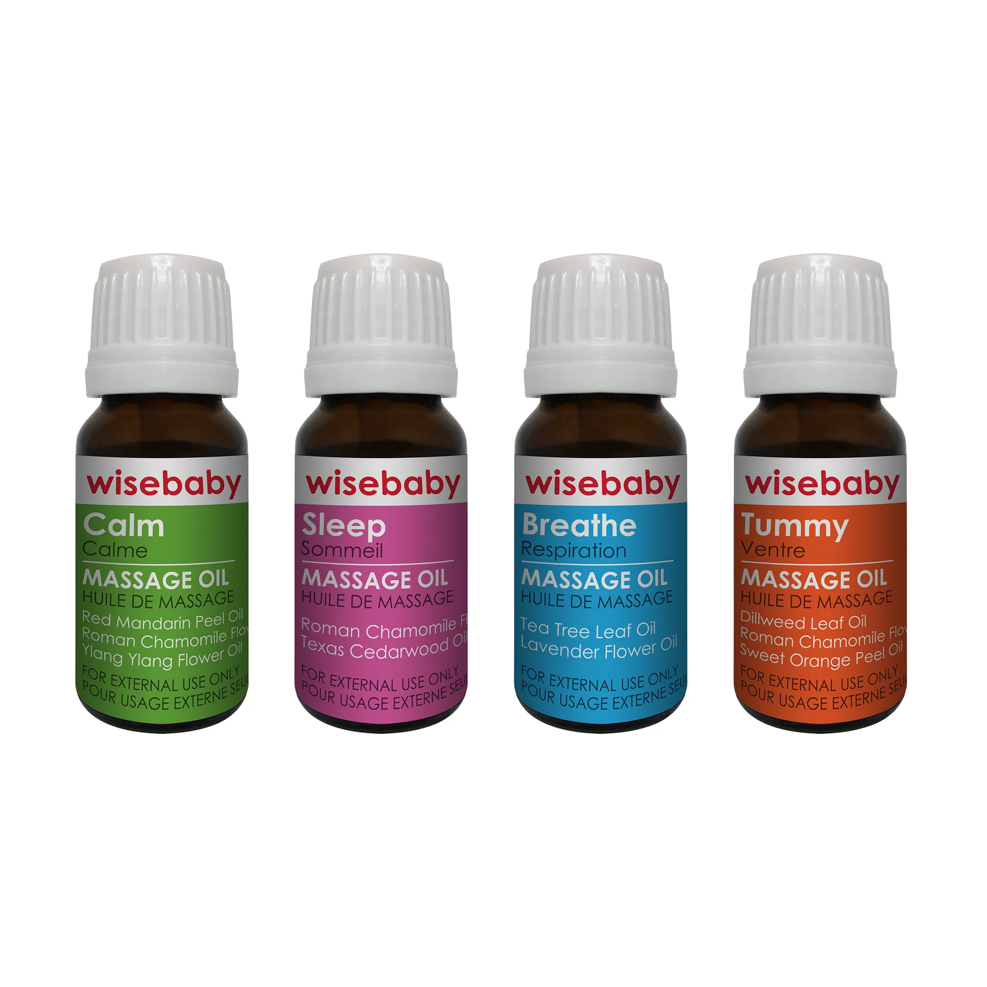 Wise Massage Essential Oils 4 pack X 10ml, Aromatherapy, Pre-Blended Essential Oil