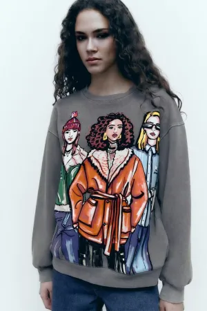 WJ0302 Graphic Fleece Sweatshirt