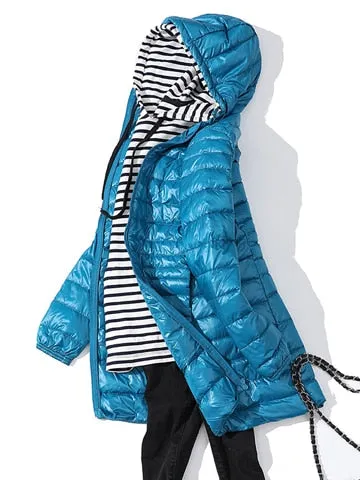 Woman Padded Hooded Long Jacket
