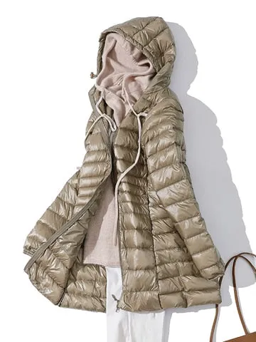 Woman Padded Hooded Long Jacket