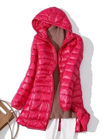 Woman Padded Hooded Long Jacket
