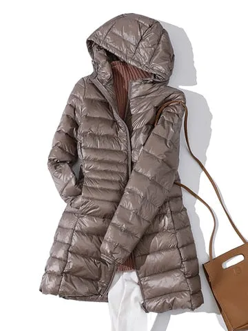 Woman Padded Hooded Long Jacket