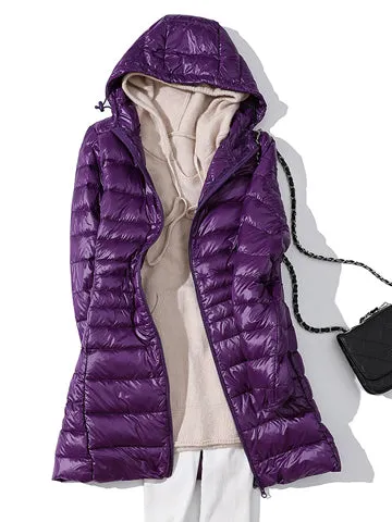 Woman Padded Hooded Long Jacket