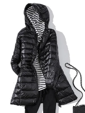 Woman Padded Hooded Long Jacket