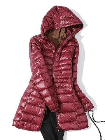 Woman Padded Hooded Long Jacket