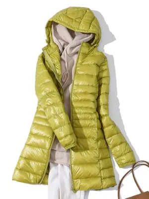Woman Padded Hooded Long Jacket