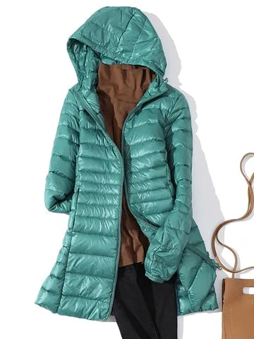 Woman Padded Hooded Long Jacket