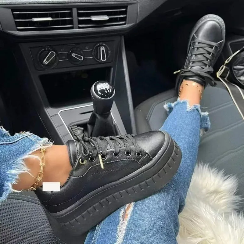 Women Round Toe Thick Bottom Casual Shoes