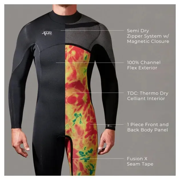 Xcel Comp X 4/3mm Mens Chest Zip Wetsuit - Black - 2025